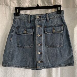 PacSun Light Blue Denim Button-Front Mini Skirt